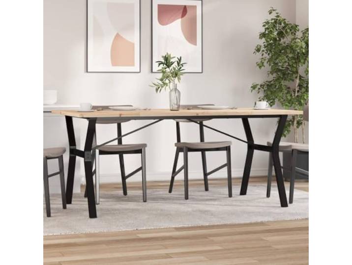 HEFZGDB Esstisch Y-Gestell 180x90x75,5 cm Massivholz Kiefer & Stahl mit robuster Tischplatte für stabile Sicherheit und langlebige Qualität