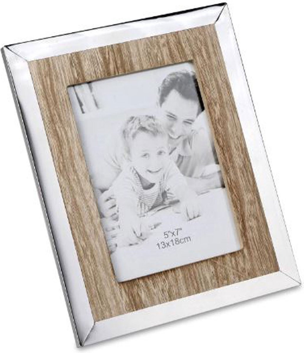 AL Zilveren en Houten Fotolijst 10x15 cm