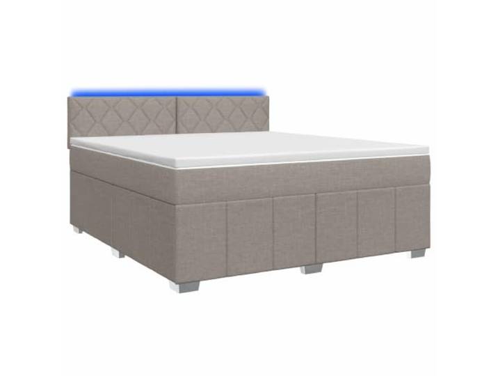KTHLBRH Boxspringbett mit Matratze Taupe 140 x 200 cm Stoff Mehrfarbige LED-Lichter, verstellbares Kopfteil, Taschenfedern, Holztechnik, Topper mit weißem Futter