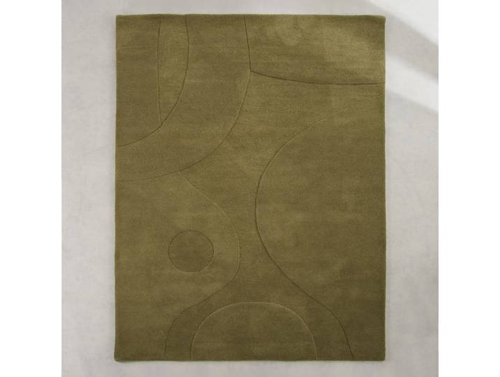 Tapis en laine tuftée vert kaki, 160x230 cm