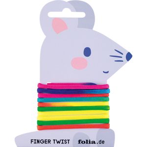 Folia Geschicklichkeitsspiel 33177, Finger Twist Regenbogen, Fadenspiel aus Kunststoff, für 1-2 Spieler, ab 5 Jahre