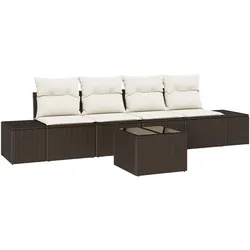 vidaXL 5-teiliges Garten Sofa Set mit Kissen Braunes Poly Rattan