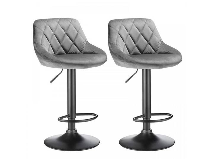 Amiremplie Tabouret De Bar Lot de 2 en Velours relevable et rotatives réglables en hauteurpour les établis bars gris clair