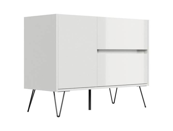 Mid.you Sideboard Posseik Industrial, Weiß Hochglanz, Metall, 2 Schublade(n) Schubladen, 99x75.8x42 cm, stehend, Wohnzimmer, Kommoden & Sideboards, Sideboards