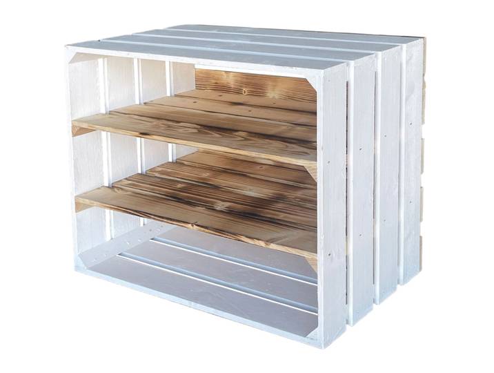 Regalbox aus Holz, weiss/braun, Regalkiste, 40 x 50 x 30 cm