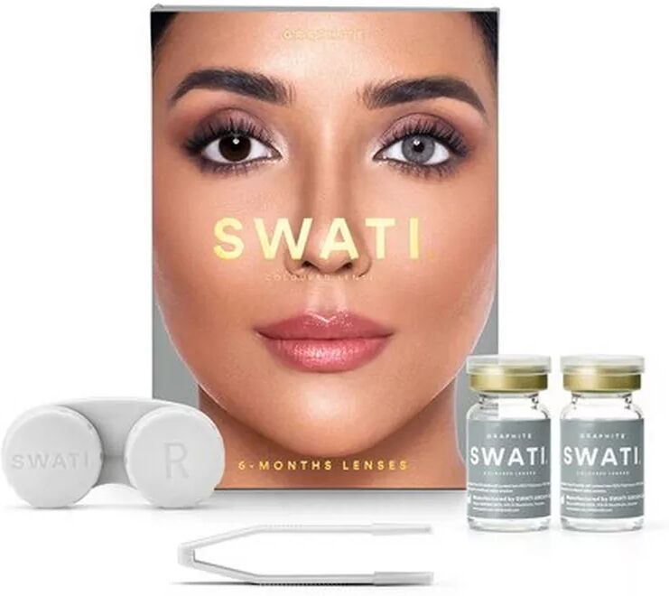 SWATI - Graphite Farbige Kontaktlinsen für 6 Monate, 1 Paar, Grau