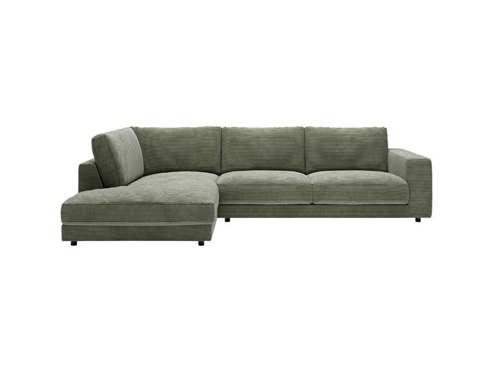 Candy Ecksofa mit Récamière links - Farbe: grün - Material: Cordstoff - 152