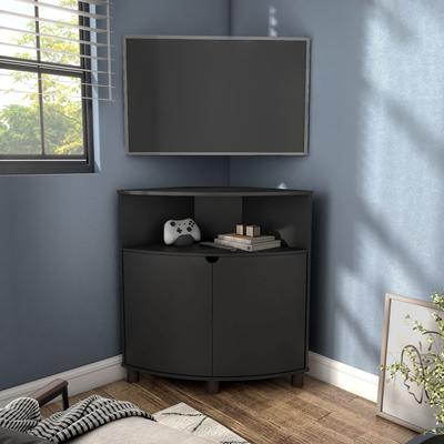 247 Shop At Home Modern 31-inch LED Corner Accent Cabinet with Open Shelf