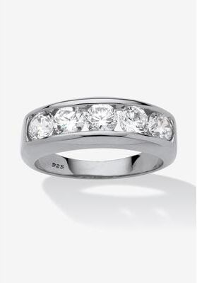 Men's Big & Tall Men's Platinum over Silver Cubic Zirconia Wedding Band Ring by PalmBeach Jewelry in Cubic Zirconia (Size 10)