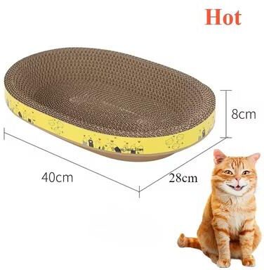Inspire Select Corrugated Paper Cat Bed & Scratching Board Oval Protective Furniture Claw Safe Lounge For Cats color A