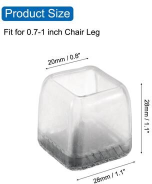 Unique Chair Leg Floor Protectors Non-Slip Square Chair Leg Pads 24 Pieces