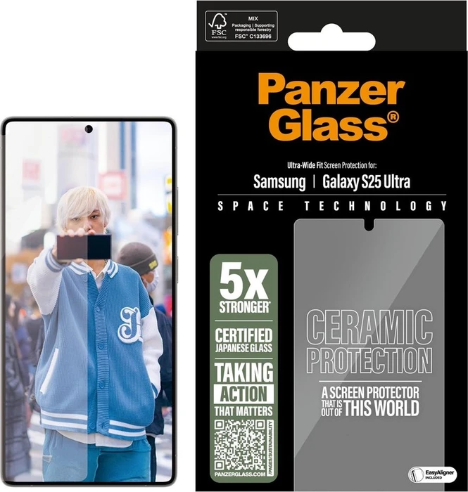 PanzerGlass Ceramic Samsung Galaxy S25 Ultra mit Einbaurahmen