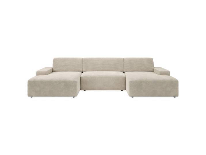 Trendmanufaktur Wohnlandschaft Wien, Creme, Kunststoff, 6-Sitzer, U-Form, 329x162 cm, Made in Europe, Rücken echt, Armteil links, rechts, Wohnzimmer, Sofas & Couches, Wohnlandschaften, Wohnlandschaft U-Form