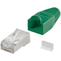 CAT 5e RJ45 Stecker für Rundkabel, STP, Crimpmontage, Knickschutz - Farbe: grün