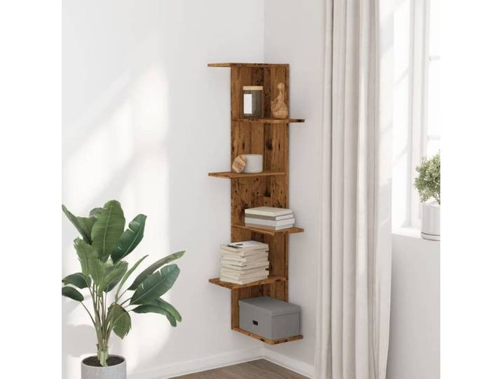 Elégant Armoire/Meuble Étagère d'angle murale - vieux bois - bois d'ingénierie &2956936