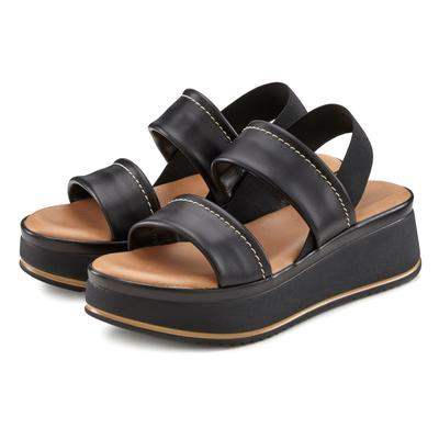 Plateausandaletten LASCANA "Sommerschuh, Sandale, Sandalette, offener Schuh, Plateausandale", Damen, Gr. 38, Rindsleder, schwarz, Obermaterial: 100% Rindsleder. Decksohle: 100% Synthetik. Futter: 100% Rindsleder. Laufsohle: 100% Synthetik,...