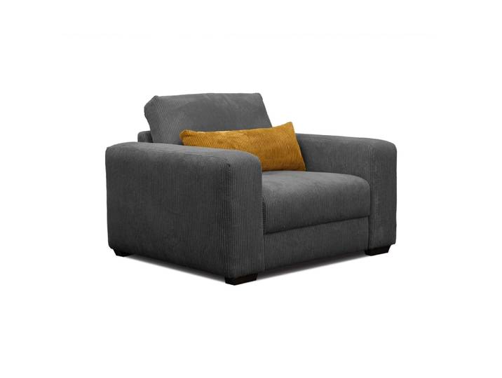 Fauteuil en velours côtelé gris foncé