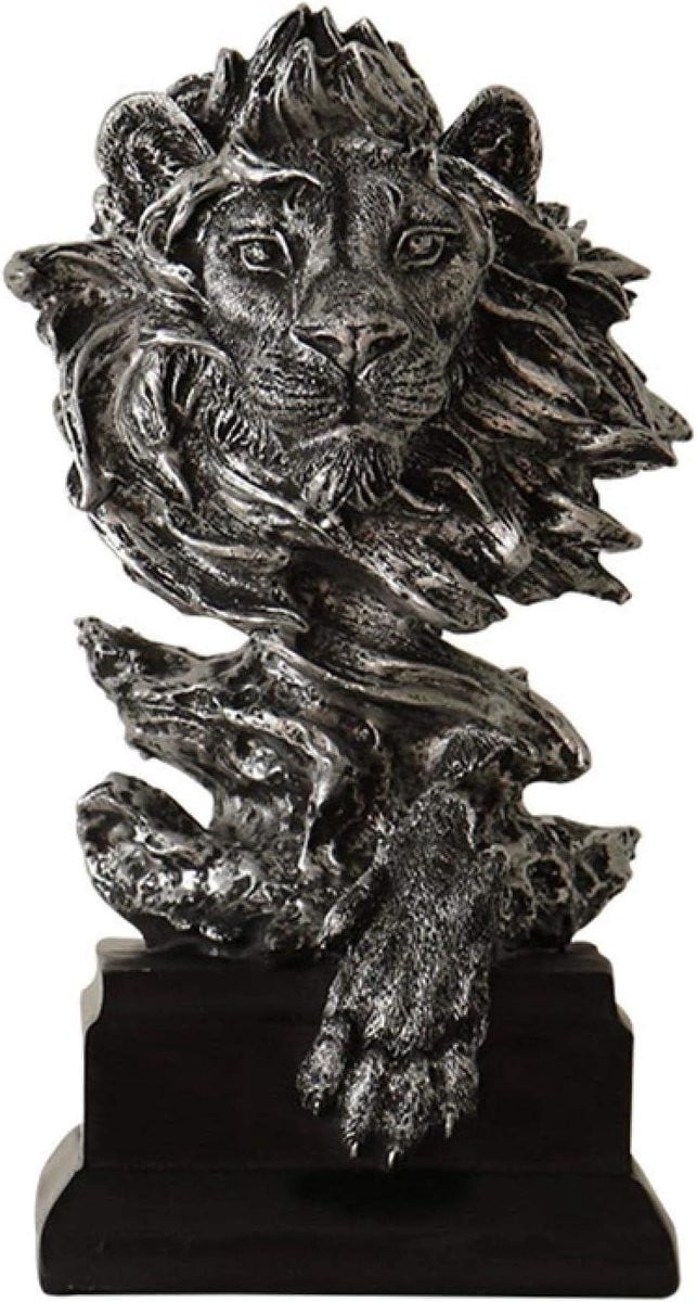 Abstracte leeuwenkop sculptuur decoratie bruin