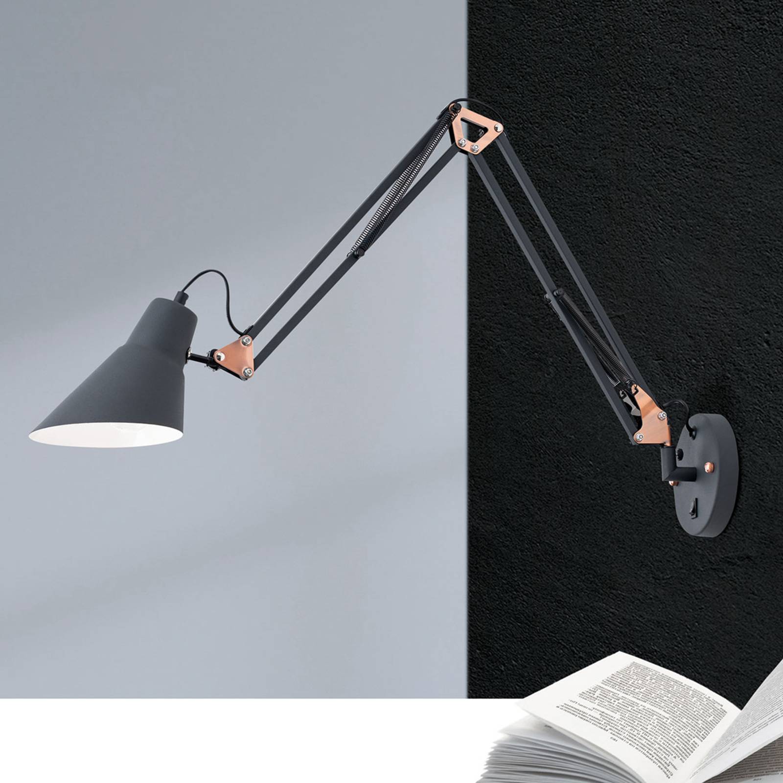 Orion Wandleuchte Bachelor, dimmbar, schwarz, für Wohn- / Esszimmer, Metall, Modern