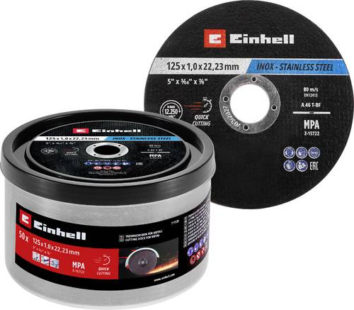 Einhell 711528 Trennscheiben-Set 125mm 50 St. Metall, Edelstahl, Stahl, Blech