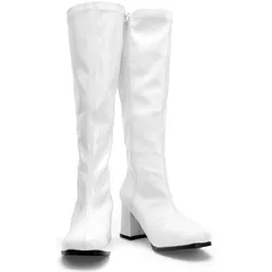 Pleaser Schmalschaft Stiefel Stretchlack weiss