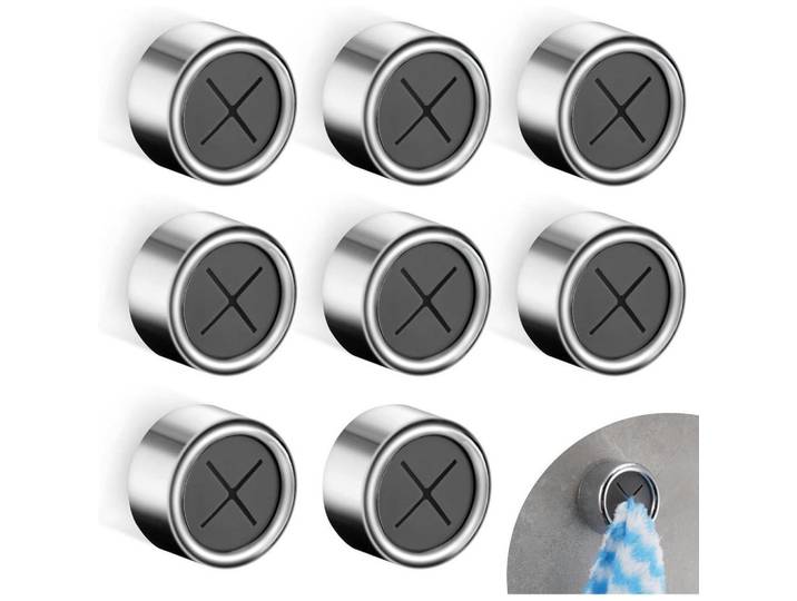Geschirrtuchhalter 8-teiliges Set Silber, Silberfarben, Kunststoff, 3x2x3 cm, Badaccessoires, Haken