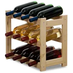 PROREGAL Weinregal PINOTWINE | HxBxT 38x43x25cm | 12 Flaschen | Massives Kiefernholz | Natur unbehandelt | Flaschenregal Weinständer Holzregal
