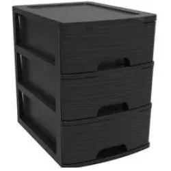 EDA, Dokumentenablage, Schubladenbox STONE, DIN A4, 3 Schübe, PP, schwarz Schübe mit Griffmulde und Auszugssperre, Boxen s (A4)
