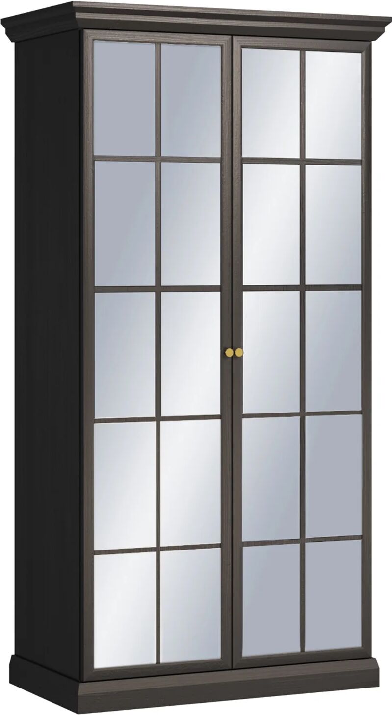 garneroarredamenti Armadio 103x200h cm 2 ante a specchio shabby nero grafite Purro