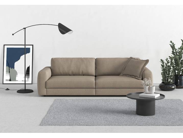 Big-Sofa, 264x126 cm, Polyester, Braun, Extra Tiefe, Leger, Trendmanufaktur