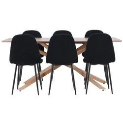 Ebuy24 Piazza Essgruppe Tisch 90x180cm und 6 Stühle mocca, schwarz.