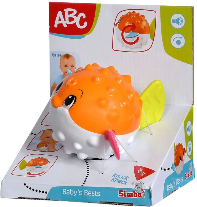 Simba Toys Simba ABC Fish Bath Toy - Colourful Fish-Shaped Baby Bath Toy with Rattle and Teething Fins for 6 Months and Over - 16 cm x 14 cm x 11 cm