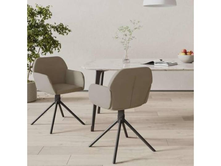HEFZGDB Drehbare Esszimmerstühle 2 STK. Hellgrau Samt mit Armlehnen Ergonomischer Drehstuhl für Wohnzimmer Büro