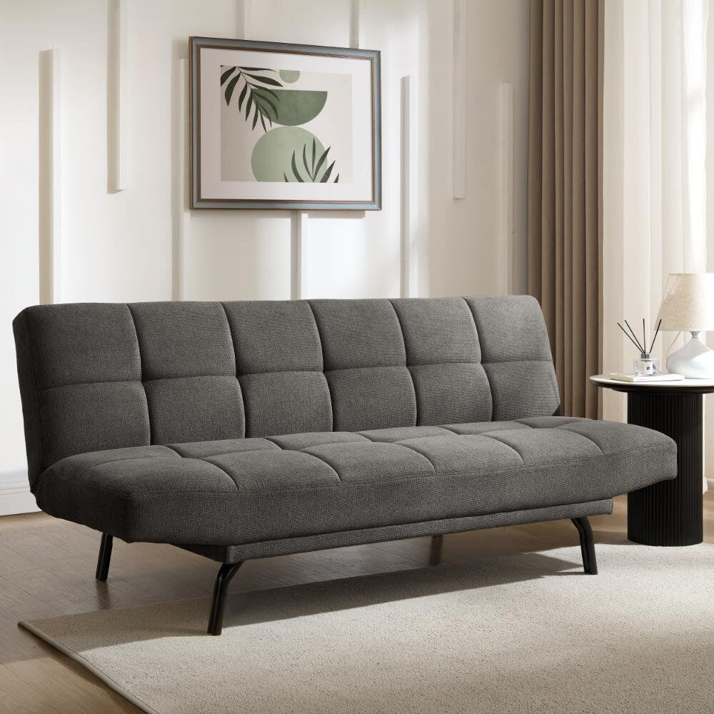 George Oliver Chapelle 3 Seater Linen Blend Sofa Bed Dark Grey 82cm H X 185cm W X 92cm D