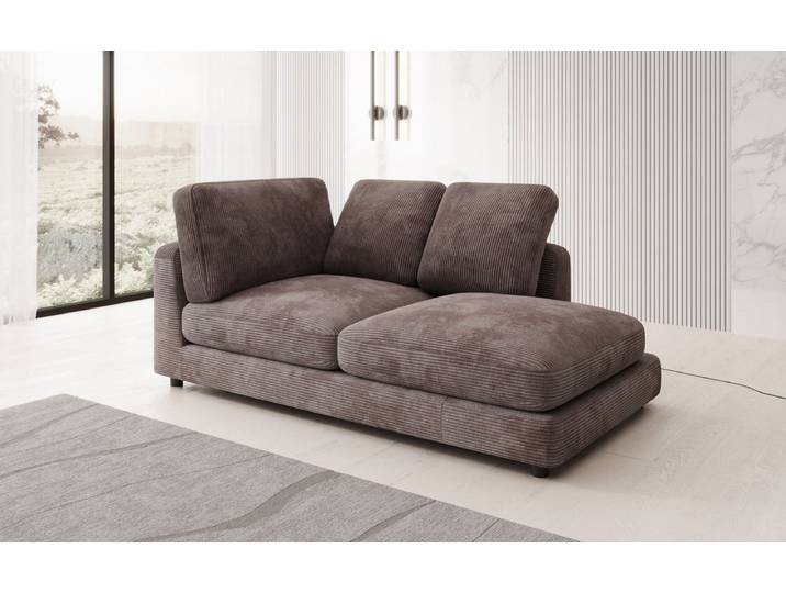 Designer Chaise Longue-Sofa Thalessa in Cord - Braun - Rechts - Luxusbetten24