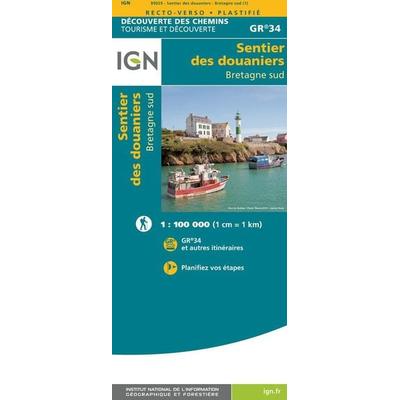 Sentier des Douaniers Bretagne Sud 1:110 000, Karte von Collectif Ign, IGN Frankreich, 978-2-7585-5128-7