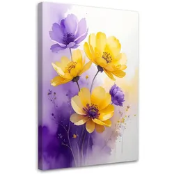 WANDBILD, Lila gelbe Blumen Natur
