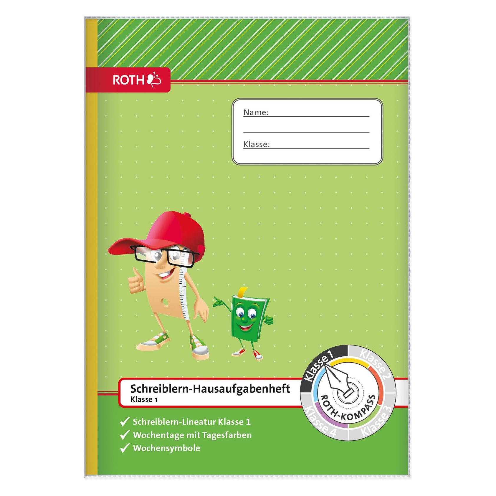 Roth Schreiblern-Hausaufgabenheft Kompass, 1. Klasse, DIN A4 (A4, Liniert, Weicher Einband) (89252)