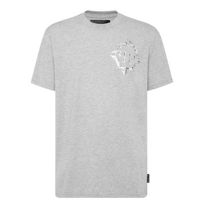 T-Shirt PHILIPP PLEIN "Chrome", Herren, Gr. XXL, grau (10, grau), Obermaterial: 100% Baumwolle, Shirts T-Shirt