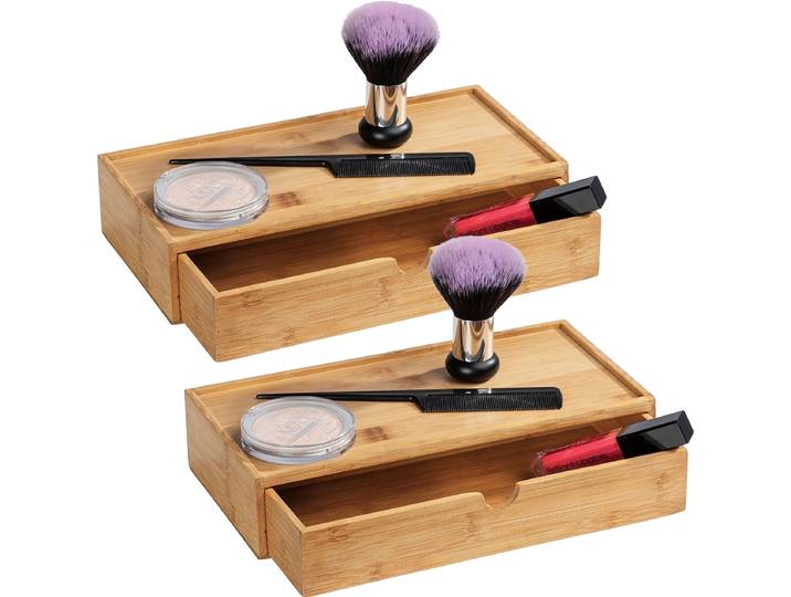 Aufbewahrungsbox WENKO Terra , braun, B:28cm H:6cm T:14cm, Bambus, Aufbewahrungsboxen, Aufbewahrungsbox, mit Schubfächern