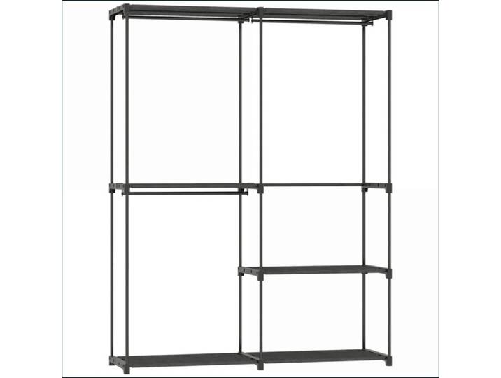Penderie portable - Métal robuste - Rangements multiples - Noir