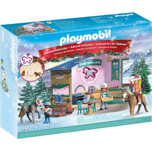 playmobil Adventskalender 71952 Weihnachtsbacken im Reitercafe, gefüllt mit Spielfiguren und Zubehör, 40 x 30 cm