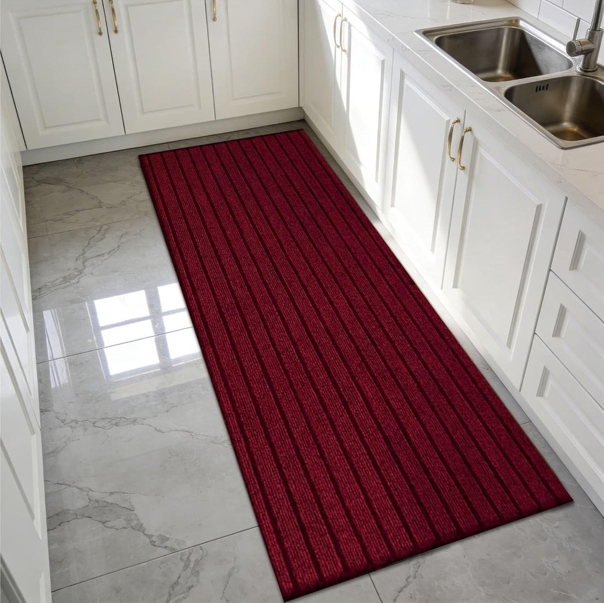 Rode binnendeurmat voor een schoon huis, machinewasbaar, 90 x 144 cm