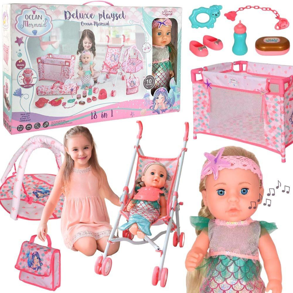 Woopie Royal Babypop Zeemeermin Interactieve Set 36 cm met 18-in-1 Verzorgingsaccessoires