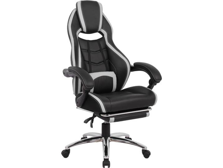 Gaming-Stuhl GOODPRODUCT Sprinta 1, Chefsessel mit ausziehbarer Fussstütze , schwarz-weiss (schwarz, weiß), B:71cm H:120cm T:69cm, Stühle, Gaming-Stuhl, komfortabel gepolstert mit vielen ergonomischen Funktionen