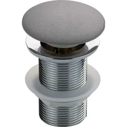 Neuesbad Ablaufgarnitur für Waschbecken ohne Überlauf, Grau metallic, 2 Silikon Dichtungen NB1DENHCS12A1
