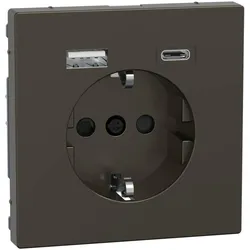 Merten, Steckdose, MEG2367-6052 USB A+C 3A Mocca Metallic System Design Steckdose SCHUKO