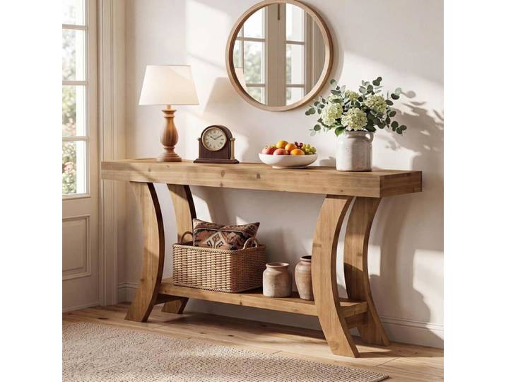 Table console - LITTLE TREE - Little Tree - 160×35×85 cm - Bois massif - Marron rustique