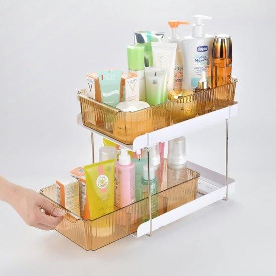 Multifunctionele 2-laagse onderkast organizer in transparant
