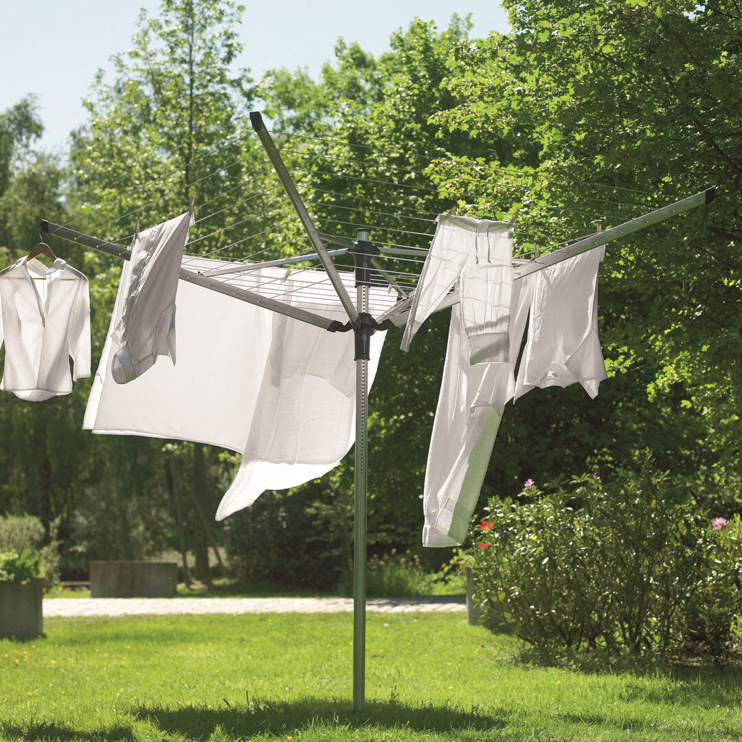 Brabantia 50 Metre Liftomatic Rotary Clothes Line with Ground Spike Metallic Gray 200cm H X 11cm W X 11cm D